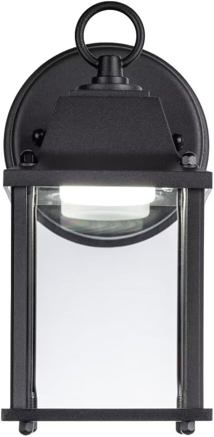 LIT-PaTH Outdoor LED Wall Lantern, Wall Sconce as Porch Lighting Fixture, 5000K Daylight White, 9.5W 800 Lumen, Aluminum Housing Plus Glass, Black Finish, 2-Pack