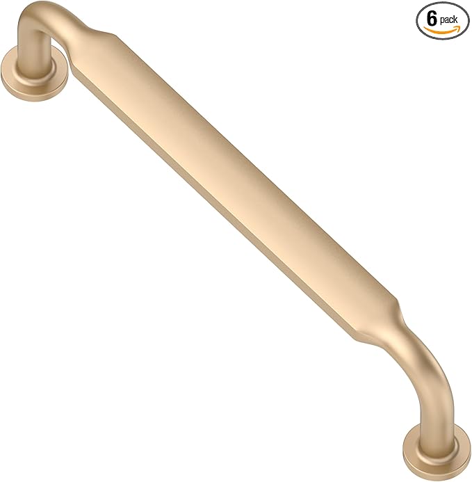 Alzassbg 6 Pack Champagne Copper Cabinet Handles, 5 Inch(128mm) Hole Centers Arch Modern Cabinet Pulls Kitchen Cabinets Hardware for Cabinets and Drawers AL3503SCG