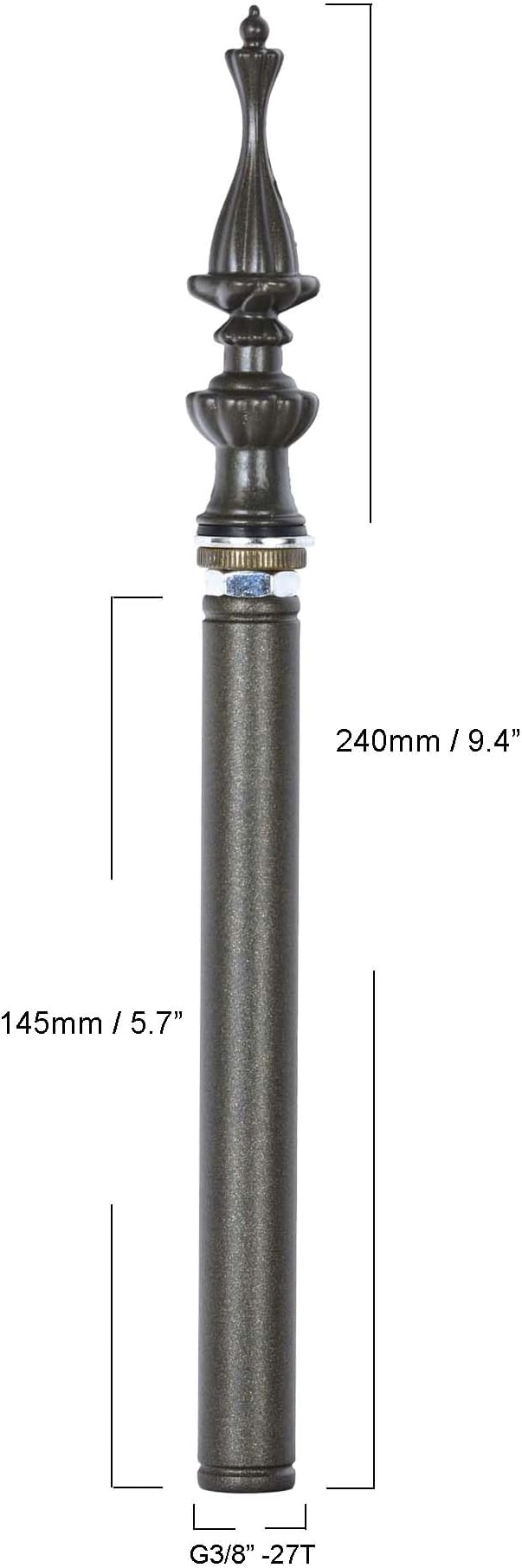 Bieye SS019 Lampshade Support with Finial for Tiffany Style Stained Glass Floor Lamp Table Lamp (G3/8 145mm Crown)