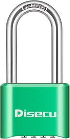 1 Pack disecu Heavy Duty 4 Digit Combination Lock, 2.5 Inch Long Shackle Outdoor Waterproof Padlock for School Gym Locker, Storage Unit, Fence, Gate, Toolbox (Green)