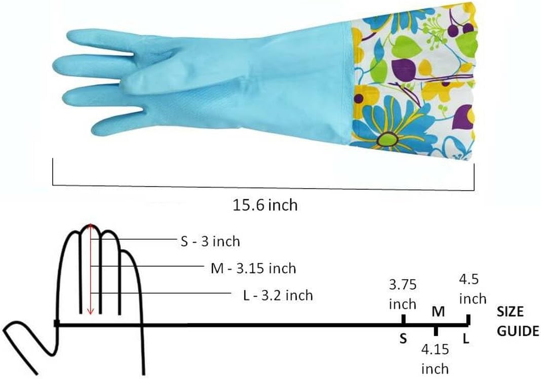 Household Gloves Latex Free Cleaning Grey and Yellow Gloves with Soft Lining Long Cuff 15" & Grip (2 Pair), X-Large