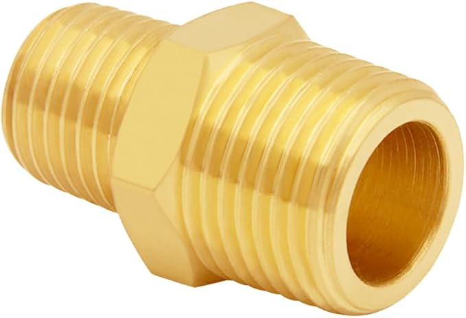 3PCS Brass Reducer Adapter, 1/8" NPT Male to 1/4" NPT Male Thread, Hex Reducing Pipe Fitting Coupler Nipple Connector for Water/Oil/Gas