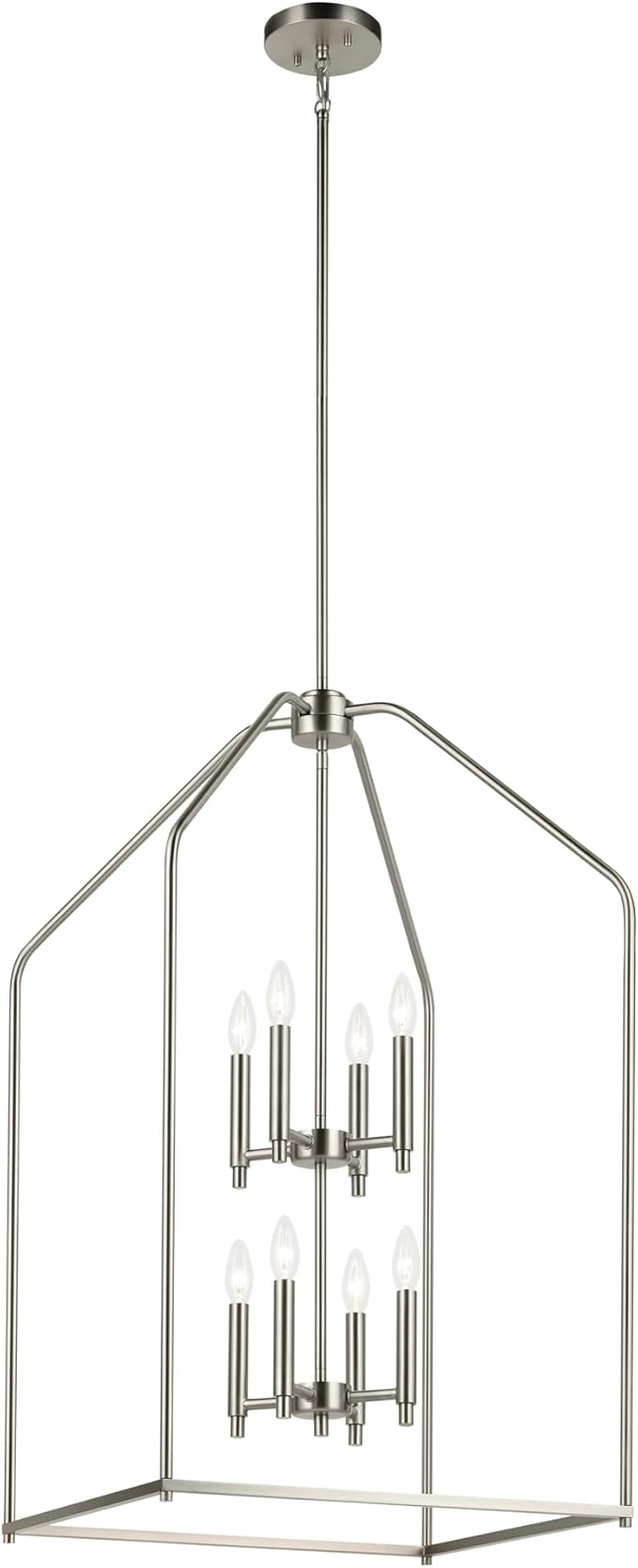 Kichler Madden 36" 8 Light Foyer Pendant in Brushed Nickel, Soft Modern Fixture, for Small Kitchen, Coffee Table, Office, Bedroom, Foyer, (36" x 20"), 52723NI