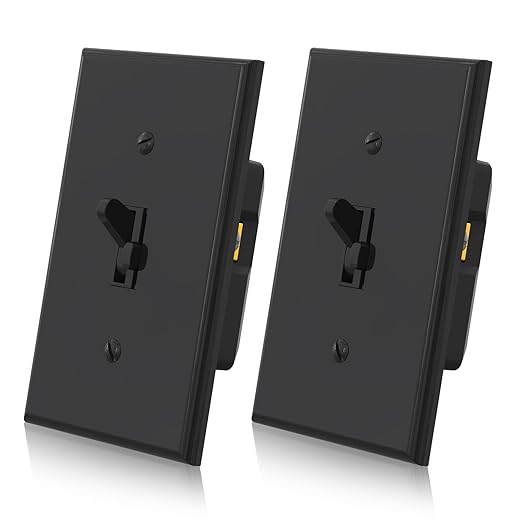 ELEGRP Digital Toggle Dimmer Switch for Dimmable LED, CFL and Incandescent Light Bulbs, Single Pole or 3-Way Toggle LED Dimmer Light Switch, Wall Plate Included, UL Listed, 2 Pack, Black