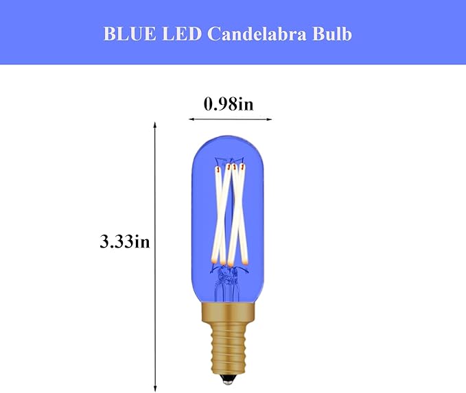 Blue Colored Light Bulbs, 4W 40W Equivalent Dimmable E12 LED Bulbs, 6 Pack