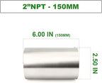 TAISHER 1PCS Stainless Steel Pipe Fittings, 2" NPT Female x 2" NPT Female Threaded, 6" Length Nipple Cast Pipe
