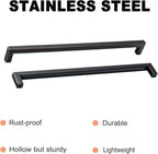 10 Pack 12-3/5 Inch Oil Rubbed Bronze Drawer Handles Square Cabinet Pulls Black Handles with Bronze Edge Cupboard Handles Modern Stainless Steel Kitchen Cabinet Handles and Pulls