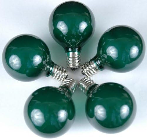 Novelty Lights Incandescent G50 Globe Replacement Bulbs - Outdoor Individual Bulbs for Events, Holiday Parties, Patios, and More - E17/C9 Intermediate Base, 7 Watt Lights (Green, 25 Pack)