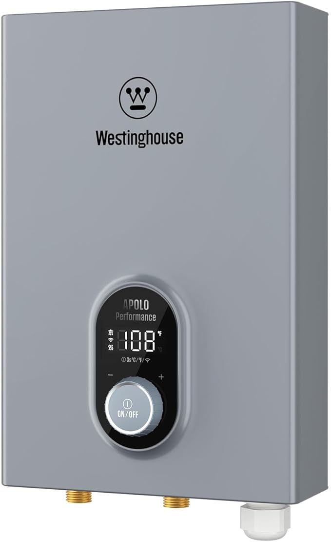 Westinghouse 11kW 240V Tankless Water Heater Electric, Up to 2.6 GPM Instant Hot Water Heater, 1-3 Point of Use Hot Water, Wi-Fi Enabled, APOLO-11k