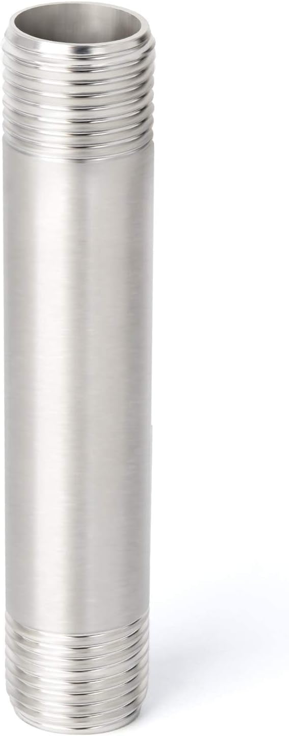 TAISHER 2PCS Stainless Steel Pipe Fittings, 3/8" NPT x 3/8" NPT Male Threaded, 6" Length Nipple Cast Pipe