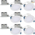 HALO HLB 4 inch LED Recessed Light, Thin Canless, Dimmable w/Selectable Color Temperatures, 6-Pack - HLB40699FS1EMWR-6PK
