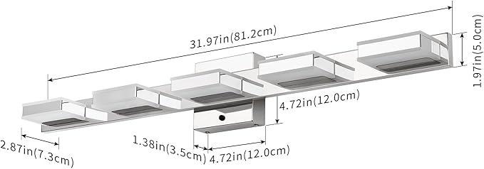 mirrea 32" Chrome Vanity Lights for Bathroom 5 Light Vanity Lighting Fixtures for Mirror 3 CCT Adjustable LED Vanity Light