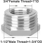 Joywayus Stainless Steel Hex Head Bushing Reducer Pipe Fitting 1-1/2 NPT Male × 3/4 NPT Female (Pack of 2)