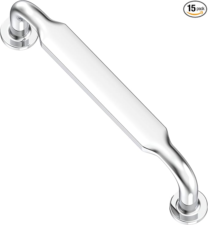 Alzassbg 10 Pack Polished Chrome Cabinet Handles, 3-3/4 Inch(96mm) Hole Centers Arch Modern Cabinet Pulls Kitchen Hardware for Cabinets AL3503CP