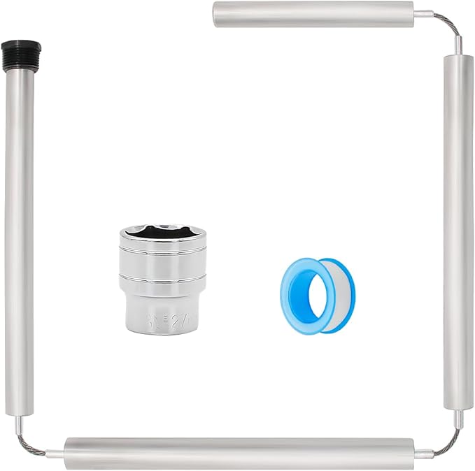 44 Inch Flexible Magnesium Water Heater Anode Rod 3/4" NPT Thread Replacement for AO Smith, Rheem, Reliance, Richmond, Kenmore, GE & State Includes 1-1/16" Hex Socket Tool & Teflon Tape