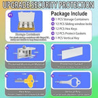 Window Locks,12 Sets Sliding Window Locks with Key, Window Locks for Up and Down Windows,Easy to Install Vertical & Horizontal Window Security Locks,Adjustable Aluminum Window Stopper Lock(Silver)