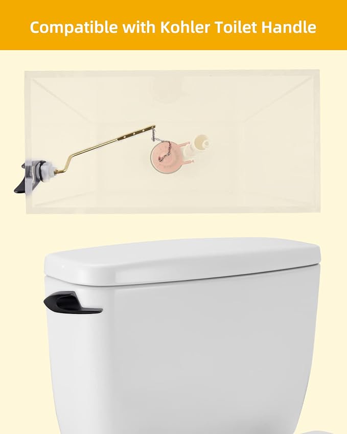 2 Pack Universal Brass Toilet Handle Replacement Kit, Side/Angle Mount Toilet Flush Handle Compatible with Kohler K-GP30324-CP/TOTO/American Standard, Stainless Steel Flapper Chain, Oil Rubbed Bronze