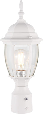 LIT-PaTH Dusk to Dawn Outdoor Post Lighting Fixture Pole Lantern, E26 Medium Base Max 60W, Aluminum Housing Plus Glass, Bulb Not Included (White, 1-Pack)