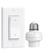 Remote Control Light Bulb Socket, Decorator Rocker Wall Switch, 200FT Range Wireless Light Switch for Pull Chain Light Fixture, E26 E27 Lamp Socket, No Wiring Needed, FCC Listed