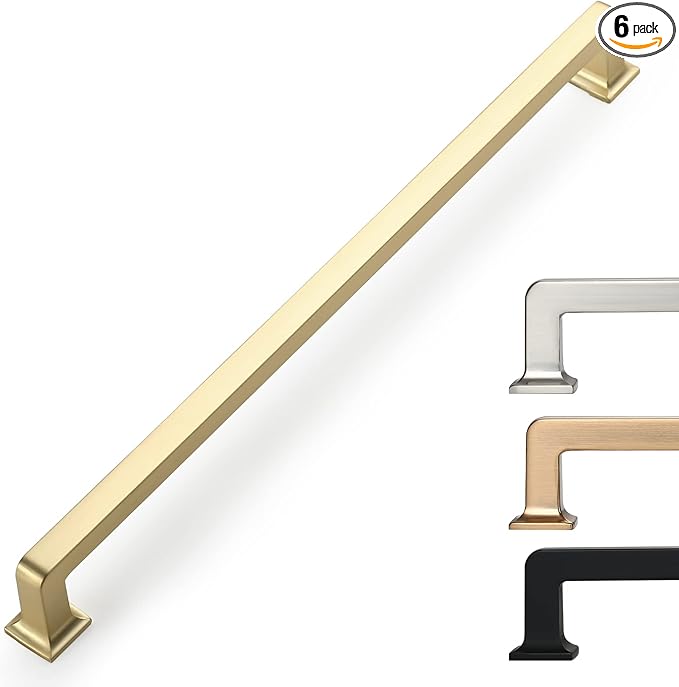6 Pack 12.6 Inch Gold Cabinet Pulls - Long Kitchen Cabinet Handles