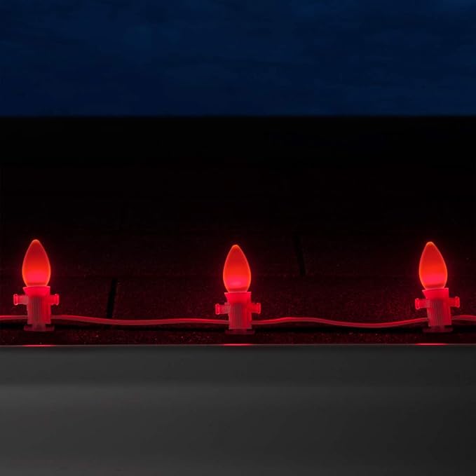 Wintergreen Lighting 25 Pack OptiCore C7 LED Christmas Light Bulbs - Replacement LED Christmas Lights Heavy Duty Premium Outdoor Christmas Lights, E12 Base (Red Smooth)