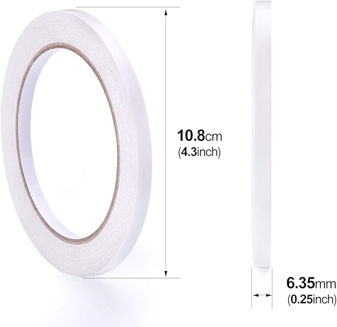 6 Rolls Double Sided Office Tape Clear Double-Sided Adhesive Tape Removable for DIY Arts, Crafts, Scrapbook, Photos Display ect，1/4-Inch x 22.9 Yards (6.35mm x 21m)