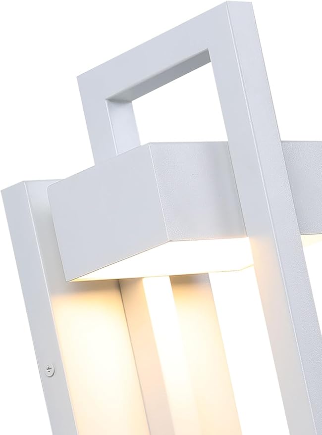 LamQee Outdoor Wall Lights Modern Exterior Lighting Fixtures, 3000K Integrated LED Outdoor Wall Sconce Lighting 2 Packs, Matte White Outside Wall Mount Lights for House Front Door Porch Garage Patio