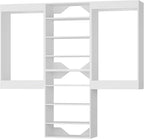 ROOMTEC Modular Closet System, 90" Wall-Mounted Closet Organizer with Hanging Rods and Shelves, Wooden Tower for Walk-In Closets, Wardrobe Storage Kit, White