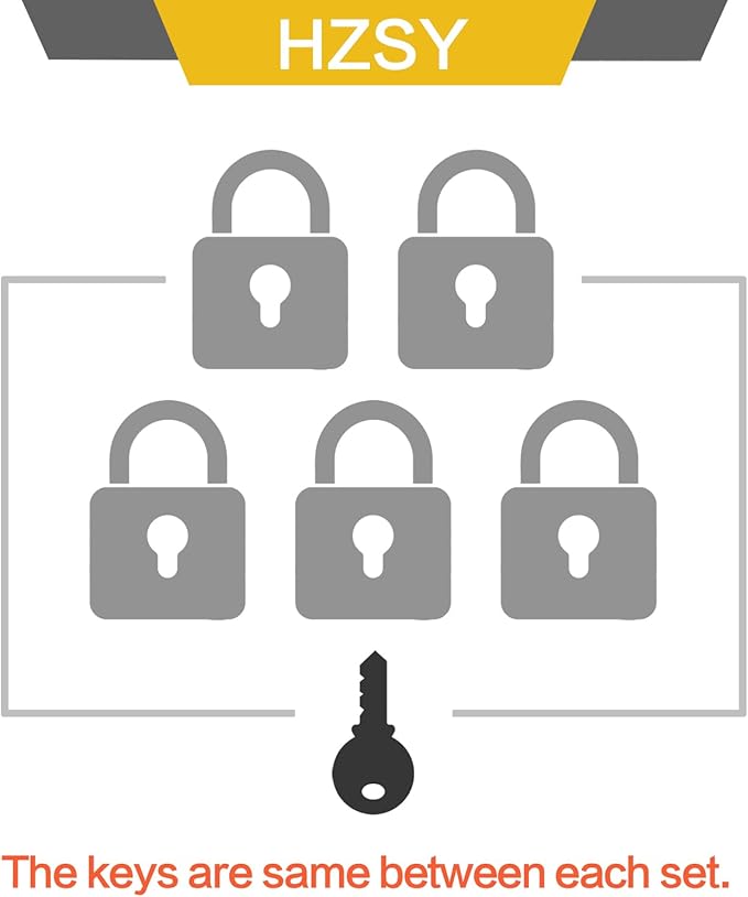 Padlocks Keyed Alike, Pack of 6, Laminated Steel Keyed Lock (1-9/16", 40mm), Padlocks with Same Key, Long Shackle, for Toolbox, Locker & StorageUnit or More