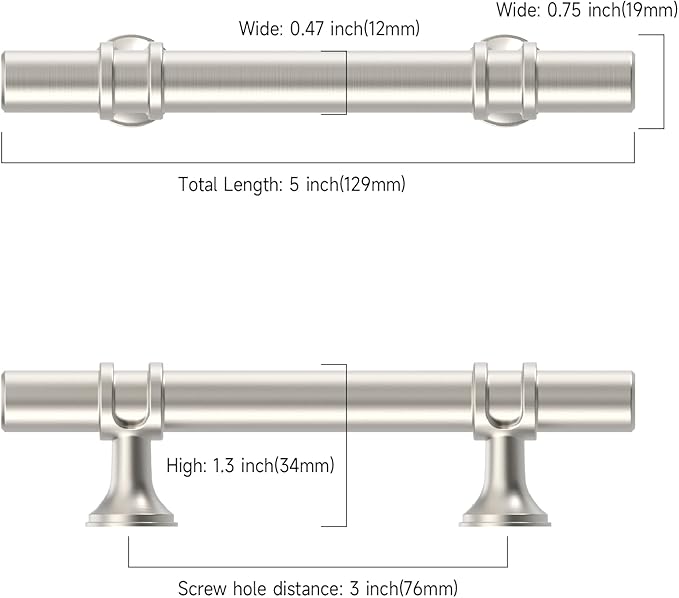Asidrama 10 Pack 3 Inch(76mm) Brushed Satin Nickel Kitchen Cabinet Handles, Cabinet Pulls Kitchen Cabinet Hardware Cupboard Handles Drawer Pulls