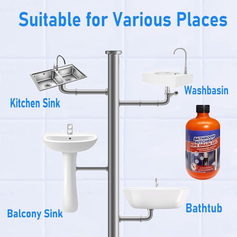 drain clog remover,Drain Clog Dissolver, Drain Opener-Cleaner,Toilet Clog Remover-Professional Strength Liquid Pipe Build Up Remover 500mL per bottle (2 pcs)