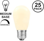 Novelty Lights 25 Pack S14 Outdoor Patio Edison Replacement Bulbs, E27 Medium Base, Ceramic White, 11 Watt