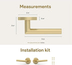 Mega Handles Ronn Dummy Door Handles - 6 Pack Heavy Duty Gold Door Handle, Non-Turning Door Handle for Hallway, Closet & French Doors, Single Side, Fits All Standard Doors - Satin Brass