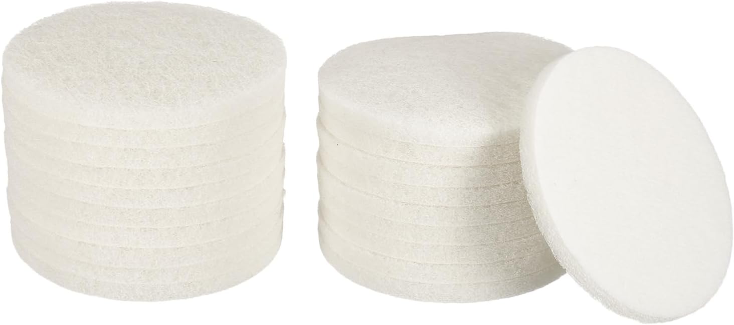 HARFINGTON 20pcs Scrubber Scouring Pads 450 Grits 5 Inch Drill Power Brush Hoop and Loop Surface Conditioning Disc Drill Scuffing Disc Scrub Pads for Home Kitchen Cleaning, White