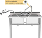 38 Inch Pre Rinse Hose with Sprayer Valve, Commercial Faucet Flexible Hose with Spray Head Replacement Kit for Commercial Restaurant Kitchen Sink Faucet - Grey