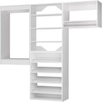 ROOMTEC Modular Closet System, 78" Wall Mounted Modern Closet Organizer with Hanging Rods and Shoe Shelf, Wooden Tower for Walk-In Closets, Wardrobe Storage Kit, White