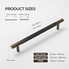 Solid Brass Cabinet Pulls, Knurled Cabinet Pull, Antique Brass Drawer Handles for Bathroom, Bedroom, Kitchen (4, 7.87inch/200mm)