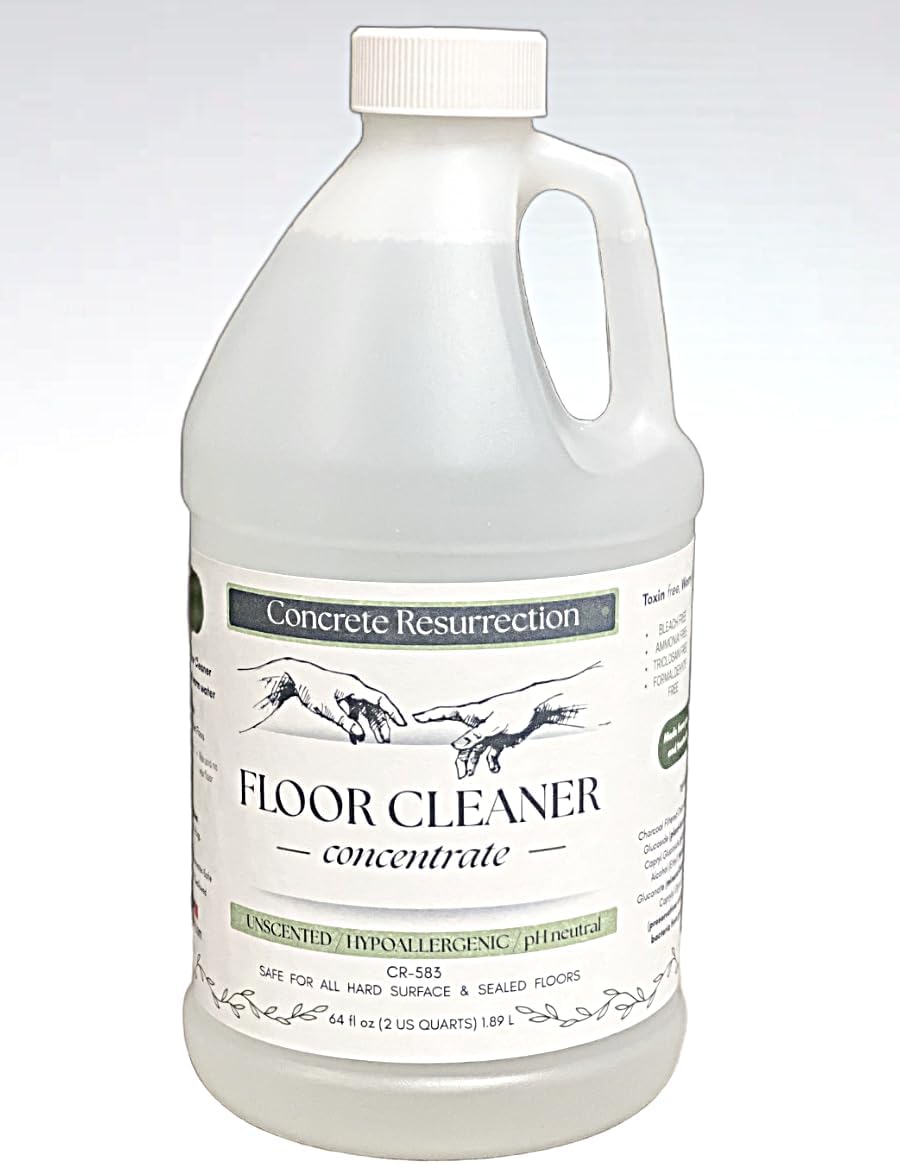 Concrete Resurrection Clean Living Floor Cleaner – Multi-Surface, Non-Toxic, Plant-Based, pH Neutral, Family & Pet Friendly. Safe, effective, and naturally scented for everyday clean.