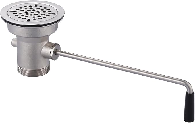 Commercial Sink Drain: 3-1/2" Sink Opening Waste Drain Valve - Brass Commercial Kitchen Sink Drain with Twist Handle - Prevents Sink Clogged Overflow for Commercial Restaurant Multi-Basin Sink