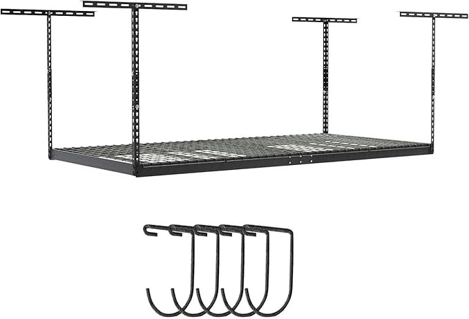 SafeRacks 4x8 Overhead Garage Storage Rack Heavy Duty - Hammertone (24"-45") - Holds 600 lb
