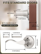 Mengico 4 Pack Satin Nickel Dummy Door Lever, Single Left Side Door Handle for Closets, Non-Turning Pull Only Lever Set, Wave Style Interior Door Knob