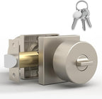 Mega Handles SUANA Entrance Door Knob for Entrance, Bedroom and Bathroom, Reversible Heavy Duty Design Door Knobs, Fits All Standard Door Sizes, Screws Included - Satin Nickel (1 Pack)