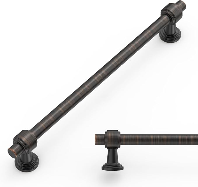 Amerdeco 10 Pack Oil Rubbed Bronze Cabinet Pulls 6.3 Inch(160mm) Hole Center Drawer Pulls Cabinet Hardware Kitchen Cabinet Handles for Bathroom ZH0069