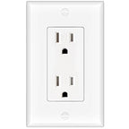 Amico Wall Outlet, 15 Amp Outlets, UL Listed, Decorator Receptacle with Wall Plate, Tamper Resistant Standard Electrical Outlet, Suitable for Home and Business - 1 Pack