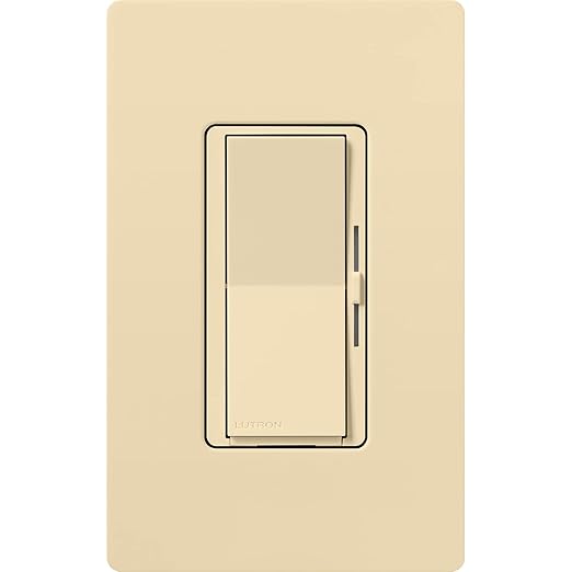 Lutron Diva Smart Dimmer Light Switch for Caseta Lighting (Lutron Smart Hub Required), for LED Lights, 150W, Single-Pole/3-Way, No Neutral, Ivory (DVRF-6L-IV)