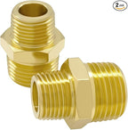 Hooshing 2PCS Brass Reducing Nipple 1/2" NPT to 3/8" NPT Male Thread Reducer Adapter Pipe Fitting