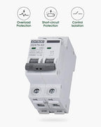 AC Miniature Circuit Breaker, 50 Amp 120V/240V 2 Pole DIN Rail Mount Circuit Breaker, Thermal Magnetic Trip, Solar AC Disconnect Switch MCB C50