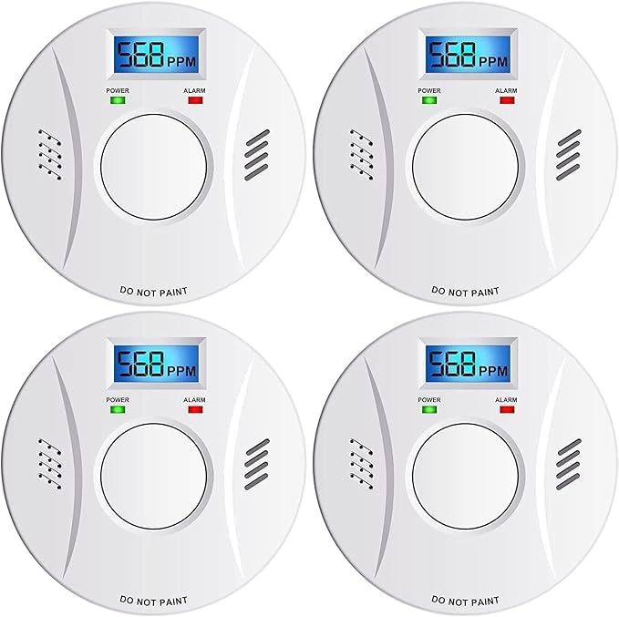 Smoke Detector and Carbon Monoxide Detector Co2 Detector Battery Powered with Test/Reset Button 4 Pack