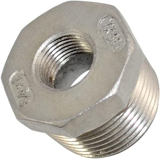 1" Male NPT to 3/8" Female NPT Female Reducing/Reducer Bushing Pipe Fitting,Adapter,Stainless Steel SS 304 Hex Bushing