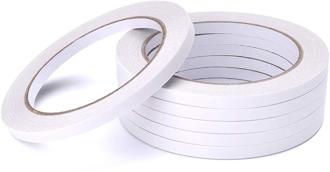6 Rolls Double Sided Office Tape Clear Double-Sided Adhesive Tape Removable for DIY Arts, Crafts, Scrapbook, Photos Display ect，1/4-Inch x 22.9 Yards (6.35mm x 21m)